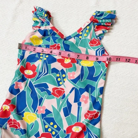 TEA Collection ruffle one-piece swim suit, criss cross back, window floral sz 6 - Picture 5 of 9